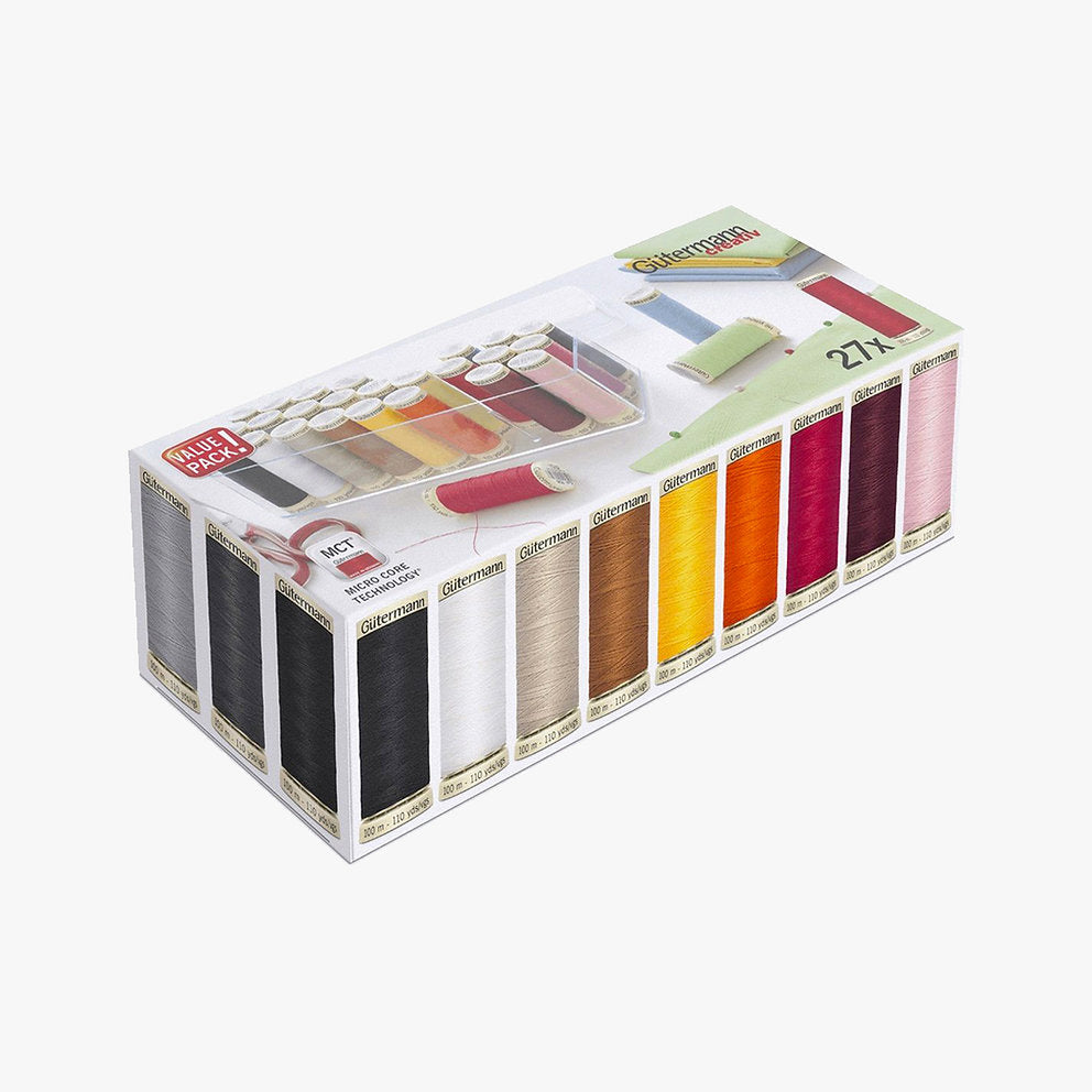 Set of 27 Gütermann Sew-all Threads 799749 in Storage Box