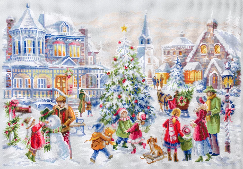 Nochebuena en la ciudad - Kit de punto de cruz navideño de Magic Needle 100-250