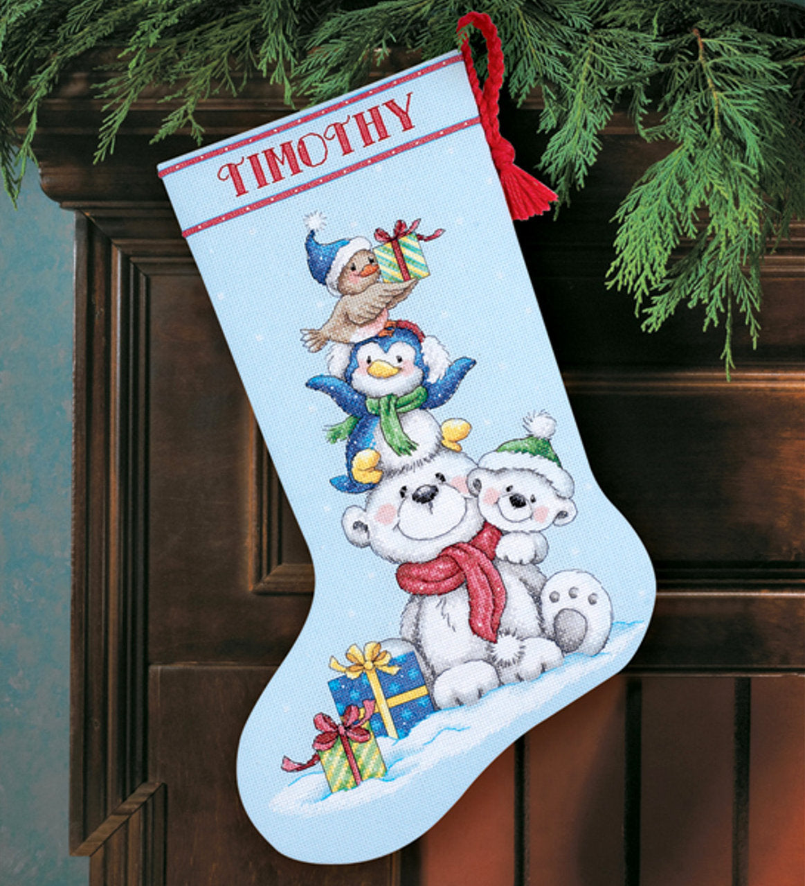 Stack of Critters Stocking - 70-08840 Dimensions - Kit de punto de cruz