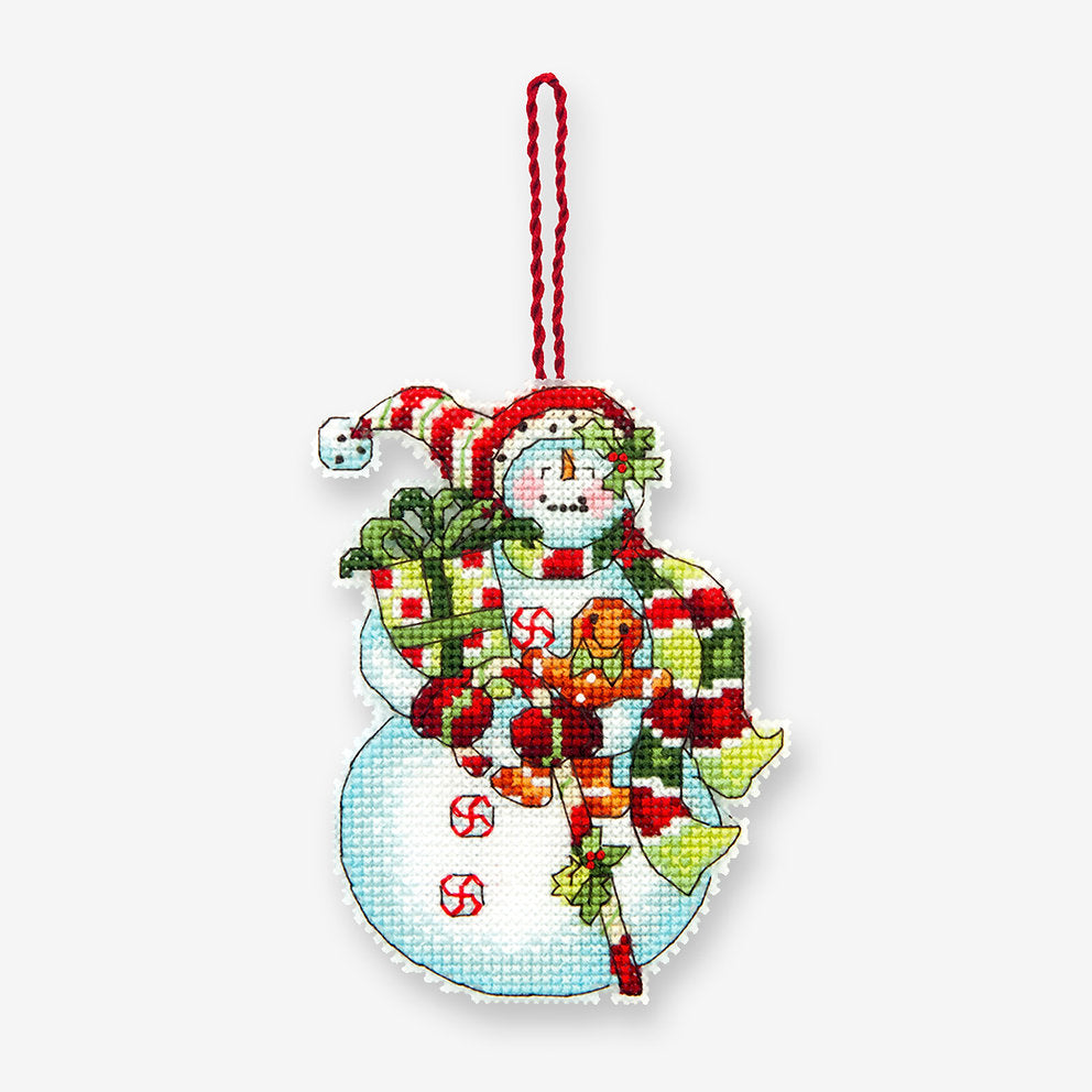 Schneemann mit Süßigkeiten – 70-08915 Maße – Kreuzstichset