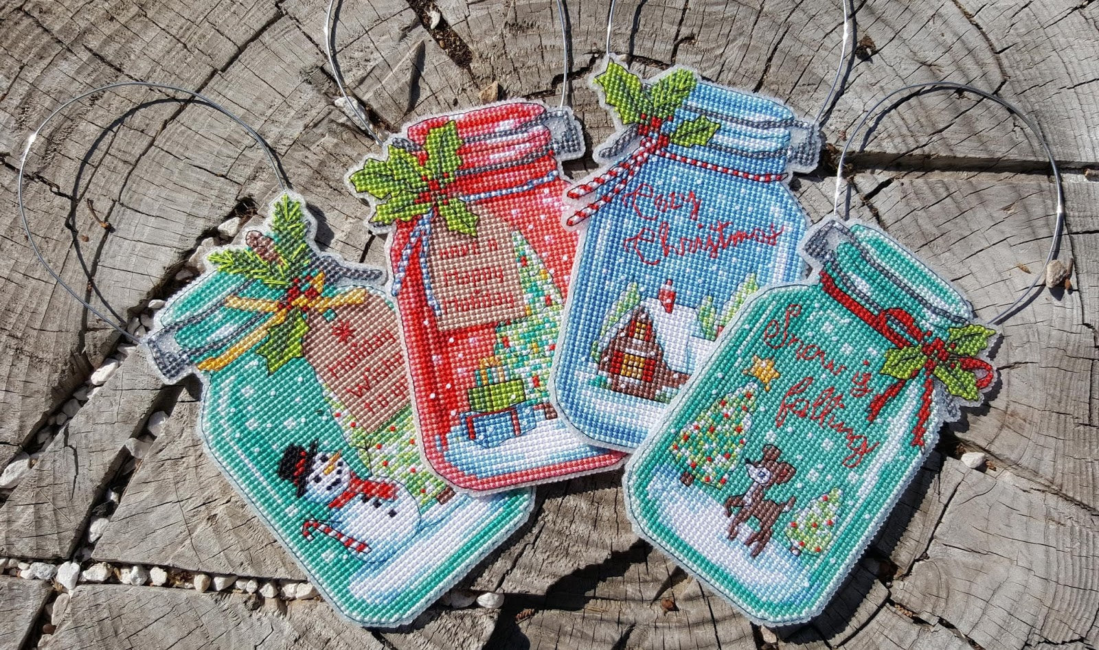 WEIHNACHTSGLASVERZIERUNGEN – 70-08964 Abmessungen – Kreuzstichset