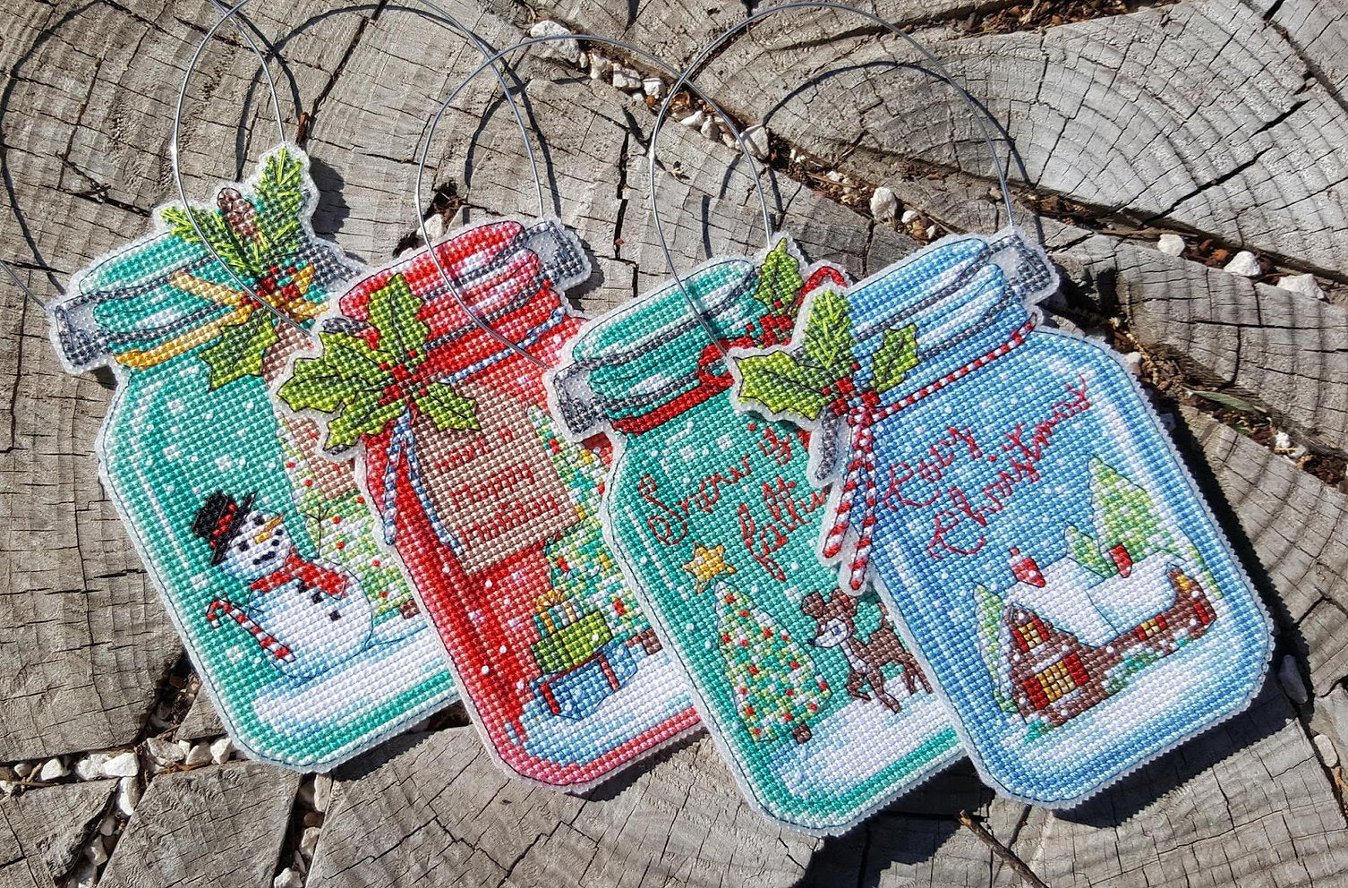 WEIHNACHTSGLASVERZIERUNGEN – 70-08964 Abmessungen – Kreuzstichset