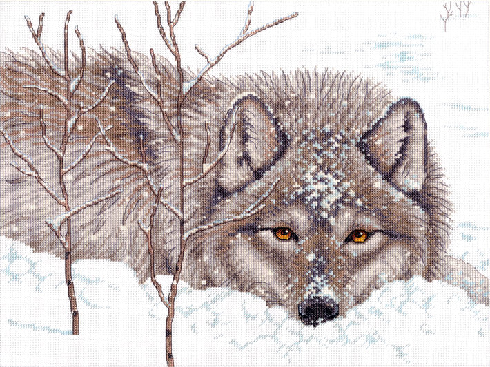 Wolf und Schnee – 70-35377 Maße – Kreuzstichset