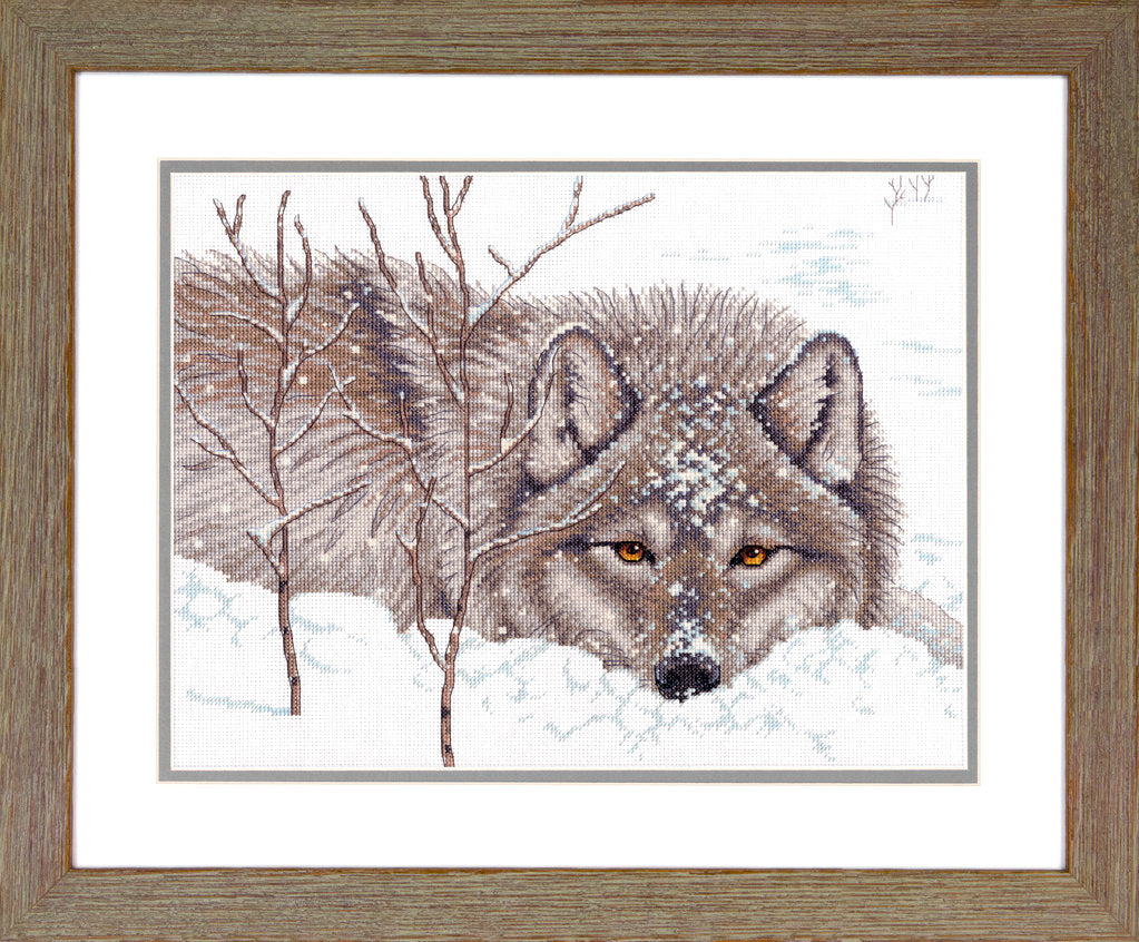 Wolf und Schnee – 70-35377 Maße – Kreuzstichset