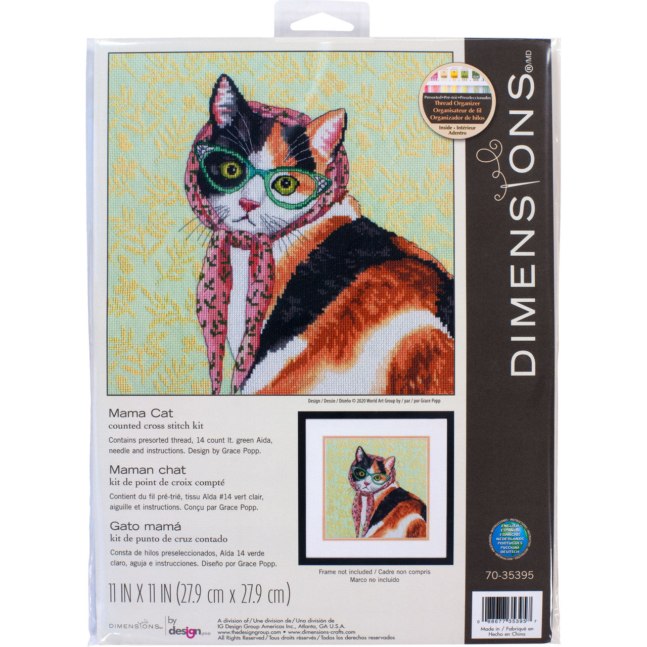 Kit de Punto de Cruz Mama Cat - 70-35395 Dimensions