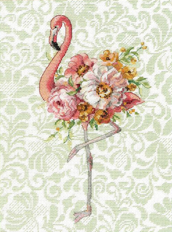 Floraler Flamingo – 70-35409 Maße – Kreuzstichset