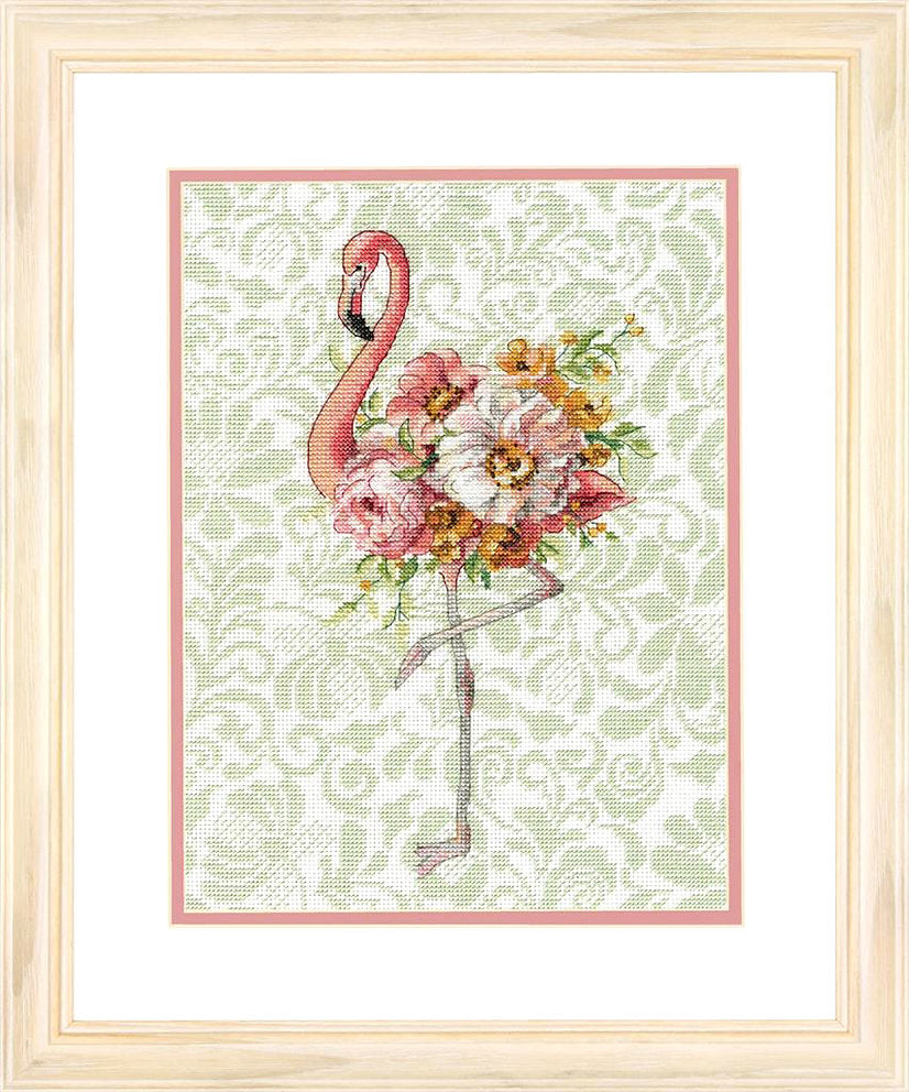 Floraler Flamingo – 70-35409 Maße – Kreuzstichset