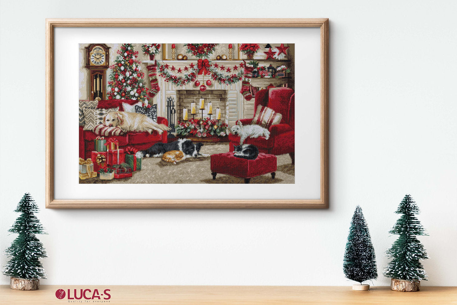 Kit de Punto de Cruz. Mascotas. Interiores Navideños - BU5013 Luca-S