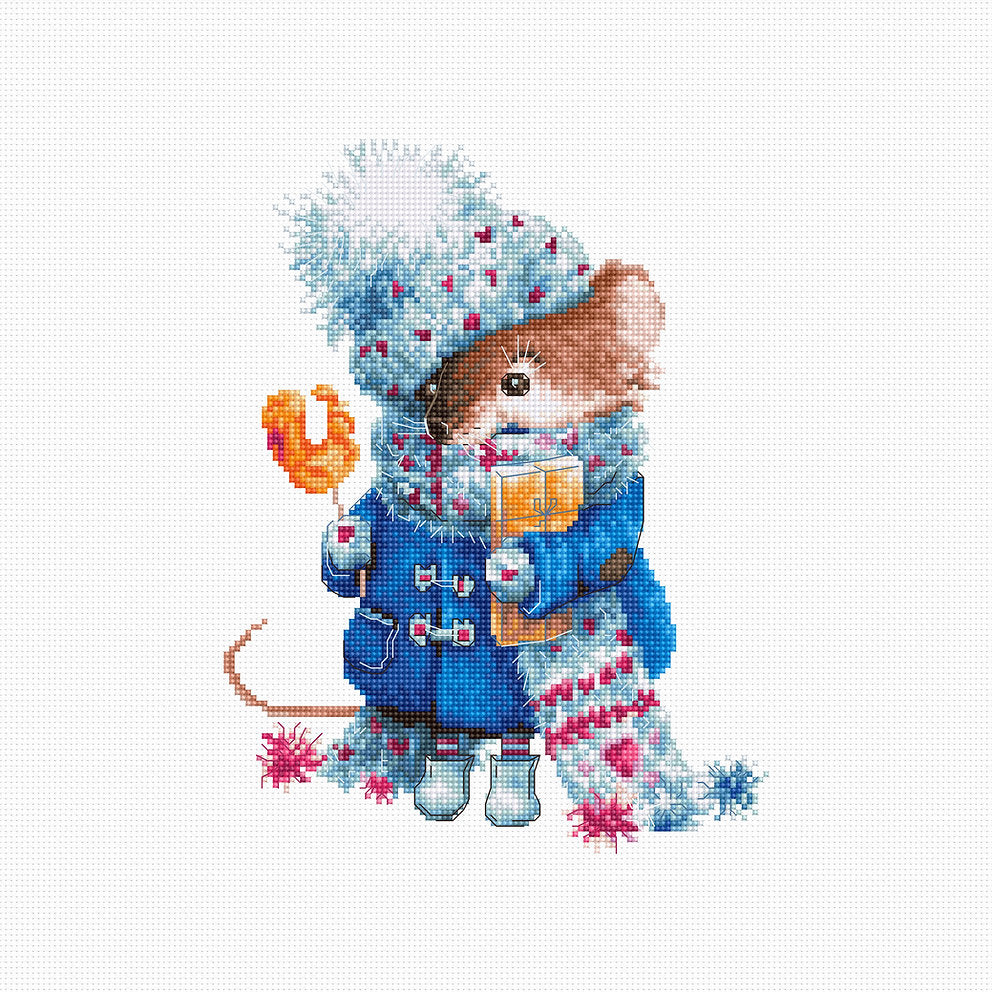 Cross Stitch Kit. Christmas Mouse - B1168 Luca-S
