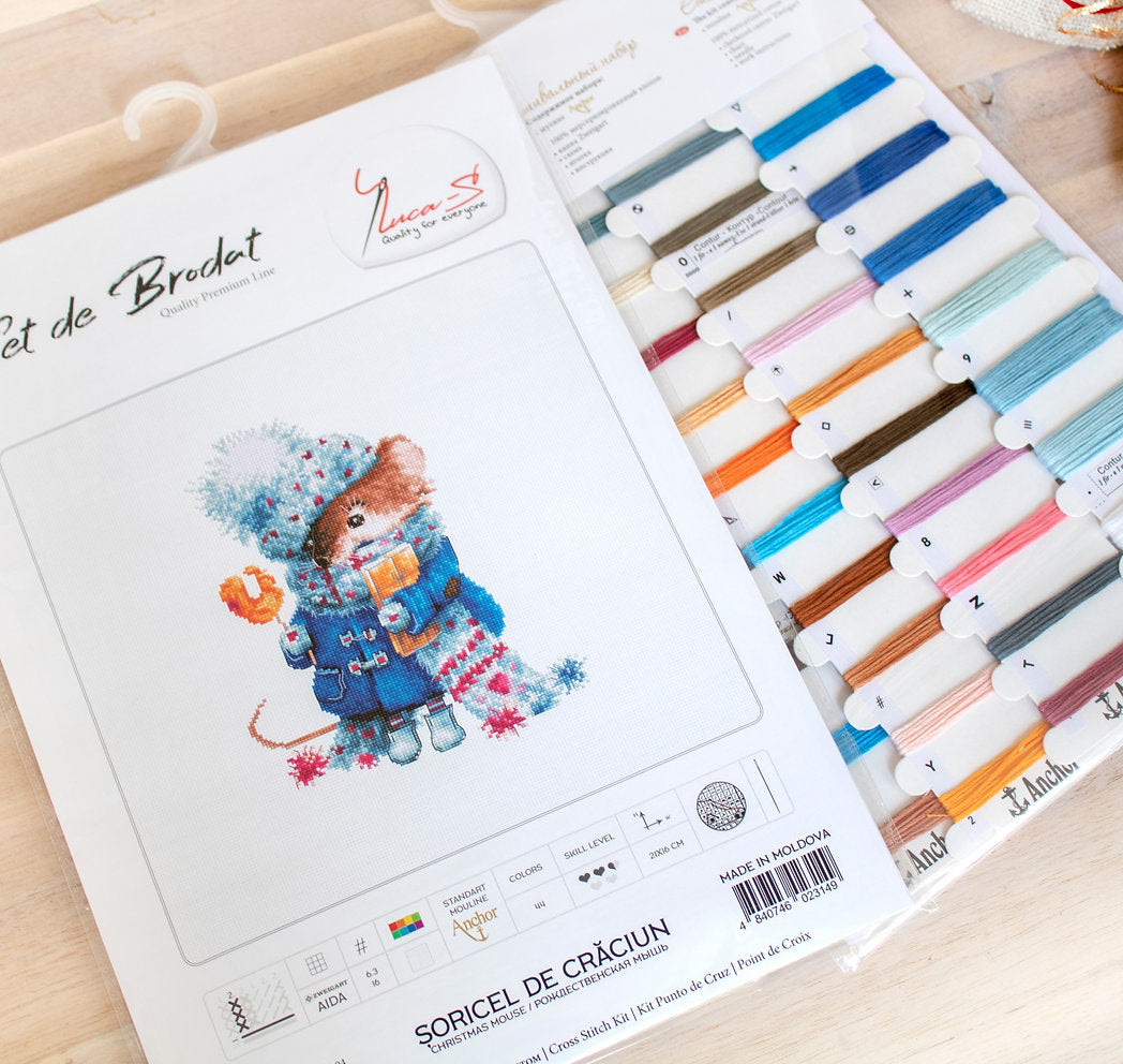 Kit de Punto de Cruz. Ratón de Navidad - B1168 Luca-S