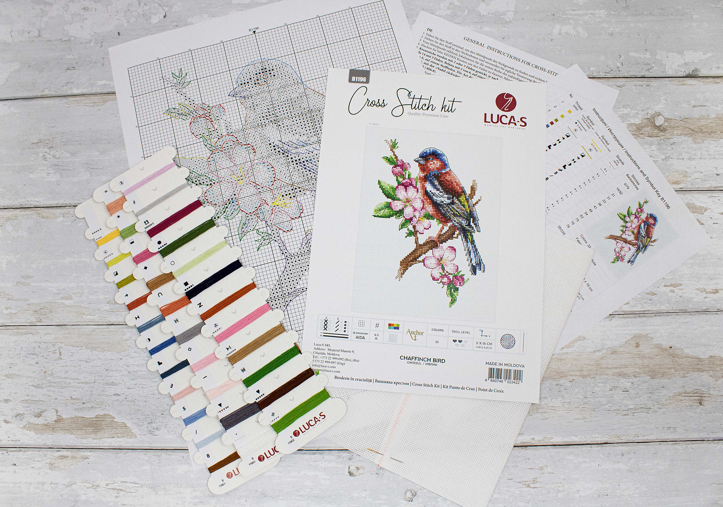 Pájaro Pinzón - B1196 Luca-S - Kit de Punto de Cruz