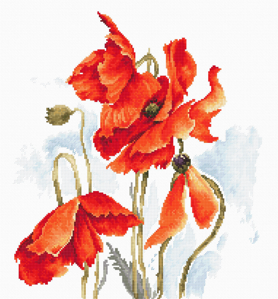 Cross Stitch Kit. Poppies - B2374 Luca-S
