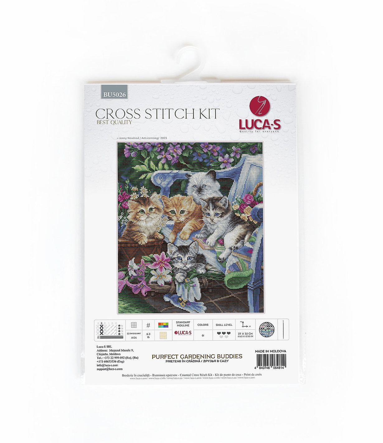 Kit de Punto de Cruz - Compañeros de jardinería perfectos. Gatitos - BU5026 Luca-S