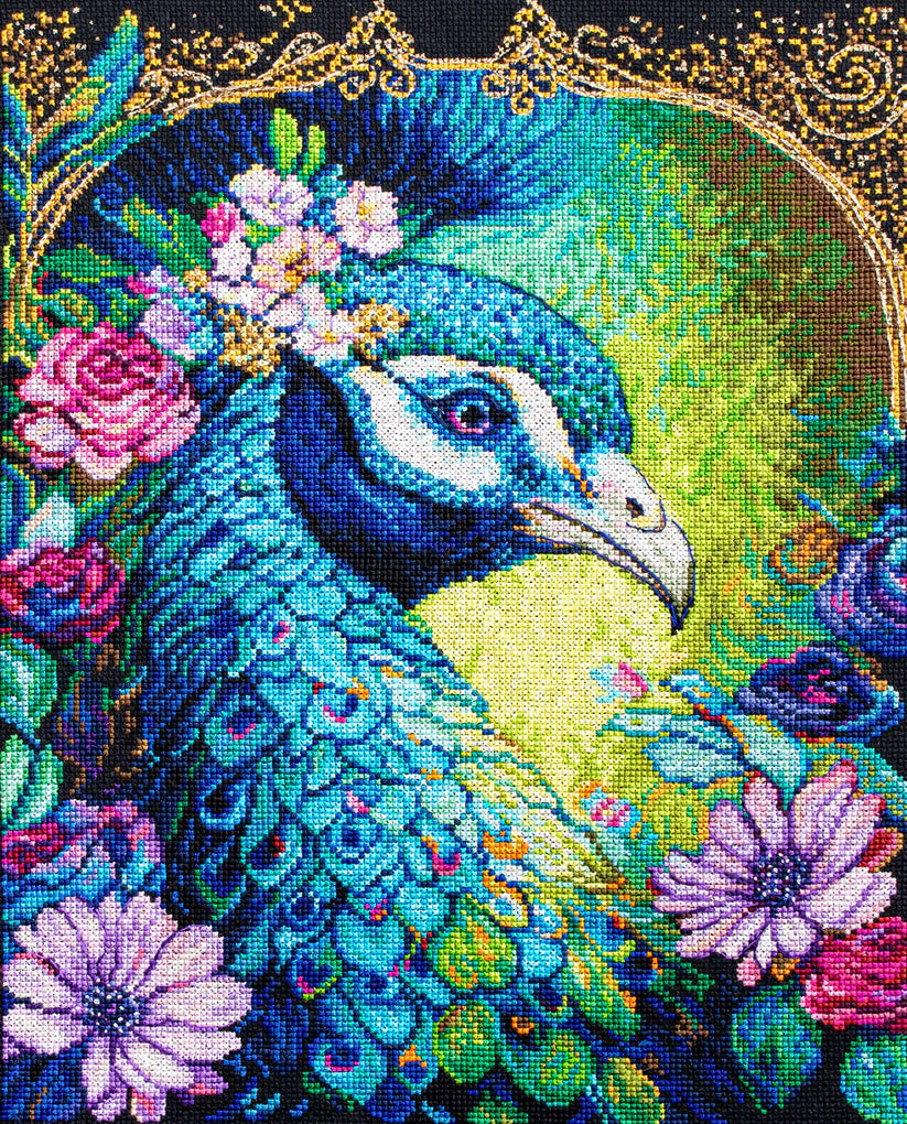 Cross Stitch Kit - Proud Cerulean. Peacock - BU5035 Luca-S Gold