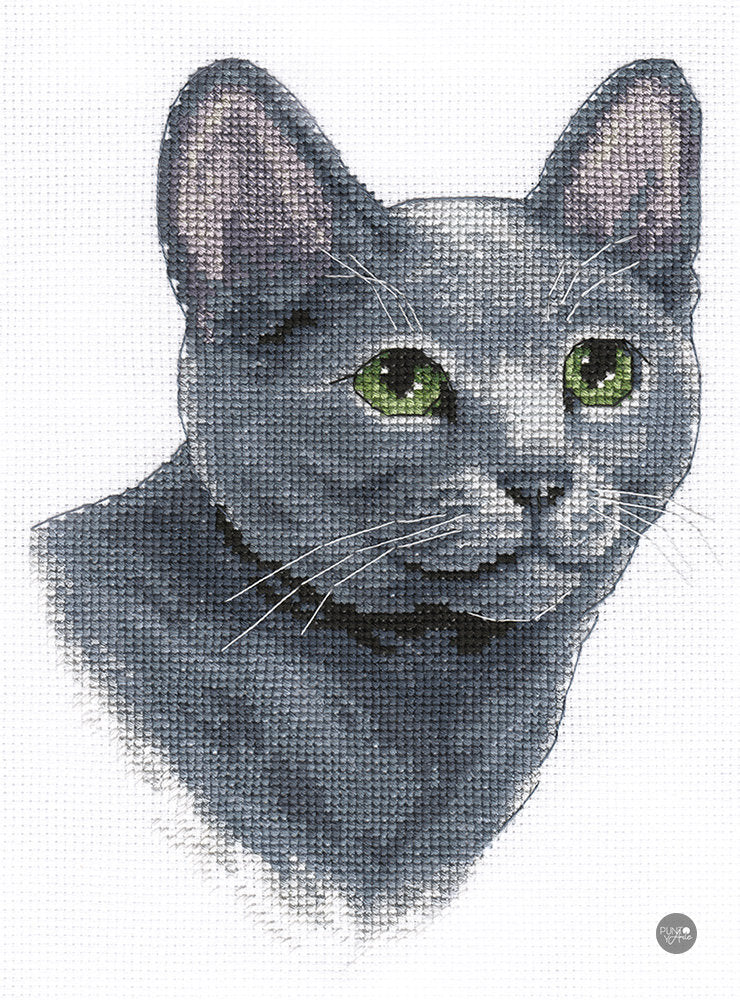 Russische blaue Katze – Panna J-1815 – Kreuzstichset