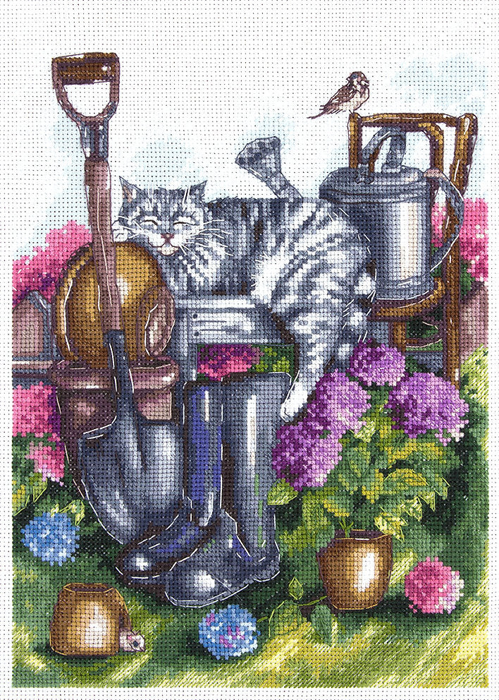 Kit de Punto de Cruz - Jardinero Descansando - J-1951 Panna