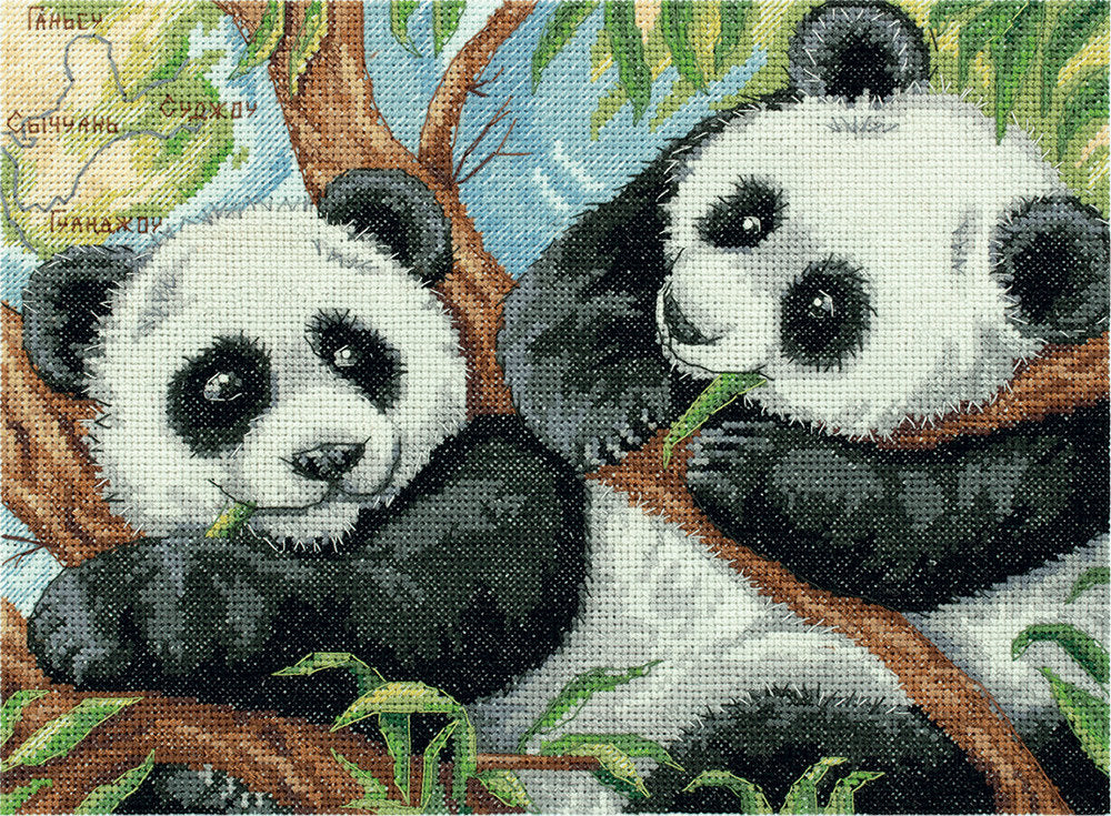 Osos panda - Panna - Kit de punto de cruz J-7067