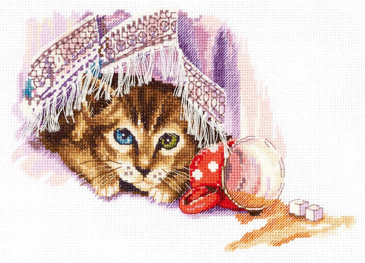 Freche Katze - Panna - Kreuzstichset J-7120
