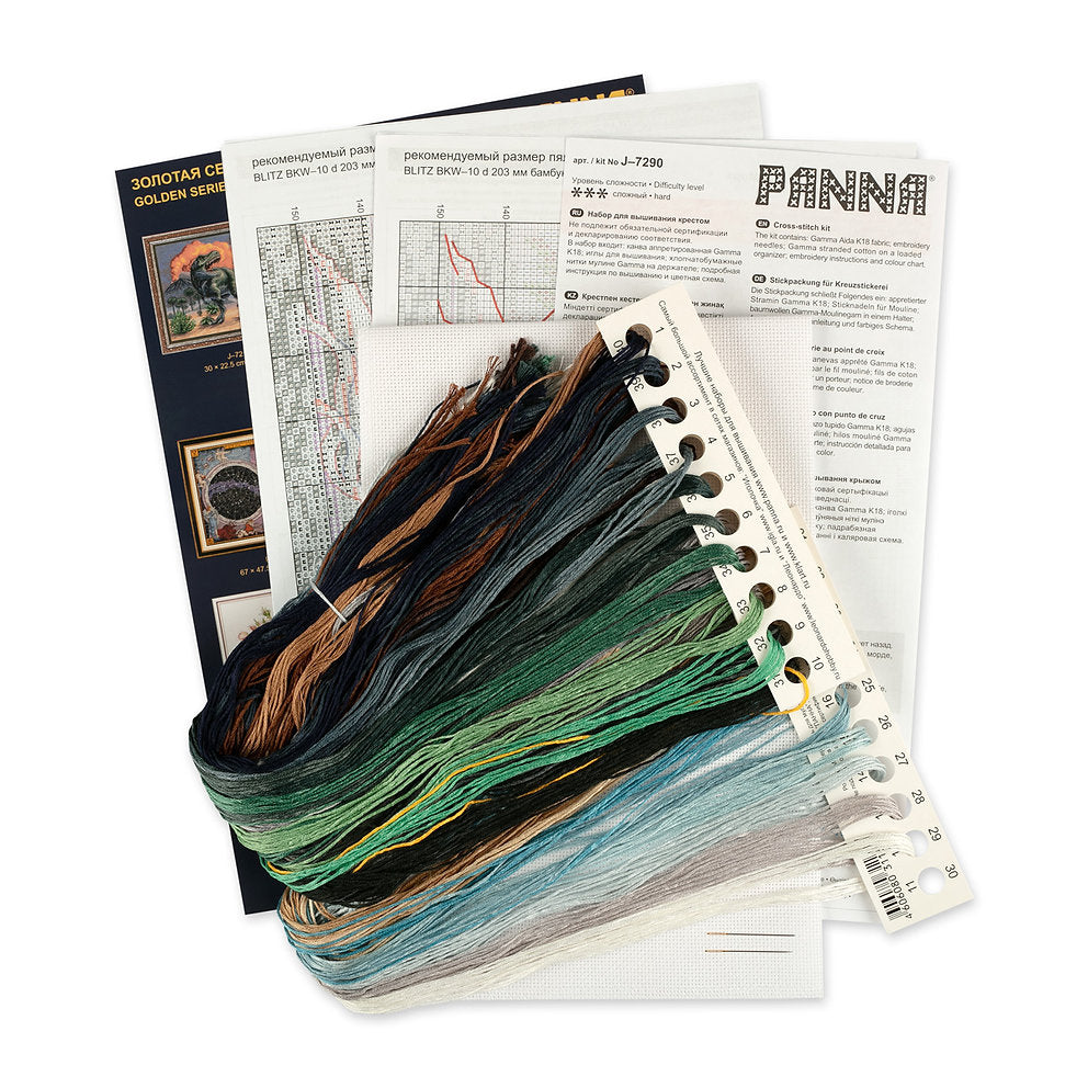 Kit de Punto de Cruz - Dinosaurio Triceratops - J-7290 Panna Oro