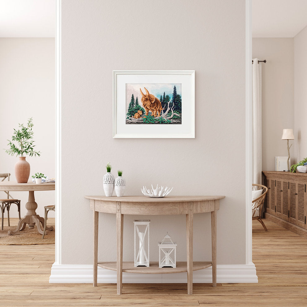 Kit de Punto de Cruz - Dinosaurio Triceratops - J-7290 Panna Oro