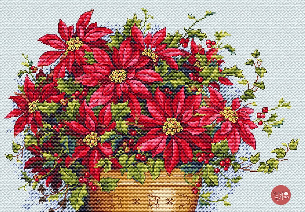 Kit de punto de cruz Poinsettia de Merejka K-132