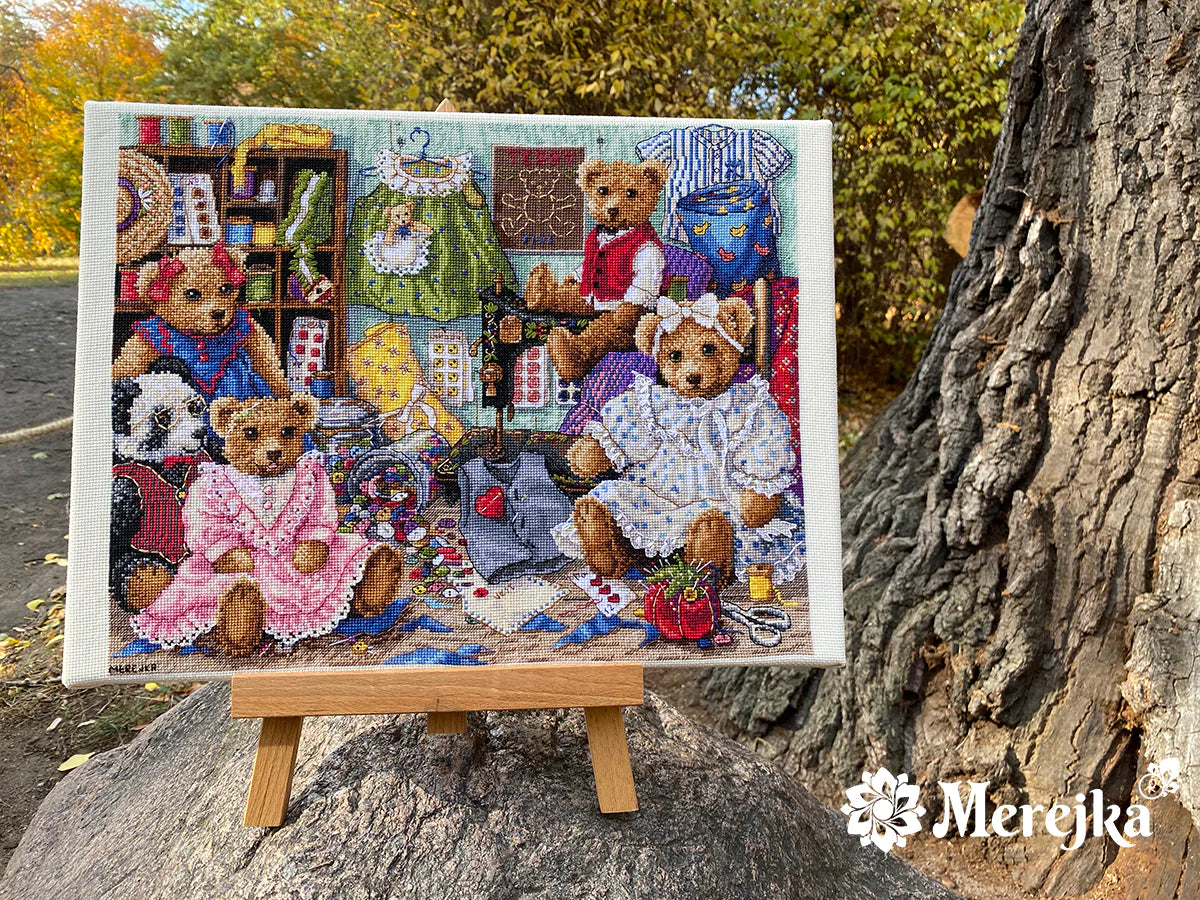 Kit de punto de cruz. Teddy Bear Wear - Merejka K-203