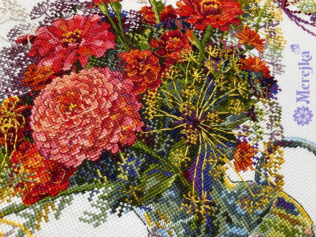 Kit de punto de cruz. Zinnia y Eneldo - Merejka K-210A