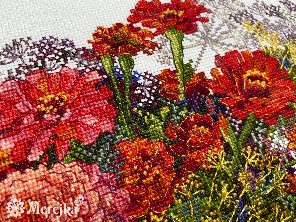 Kit de punto de cruz. Zinnia y Eneldo - Merejka K-210A