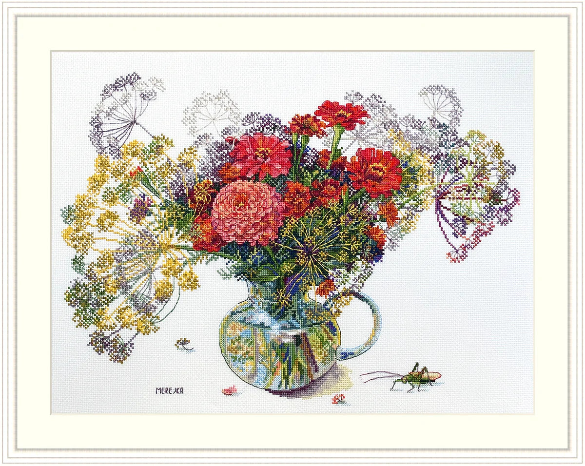 Kit de punto de cruz. Zinnia y Eneldo - Merejka K-210A