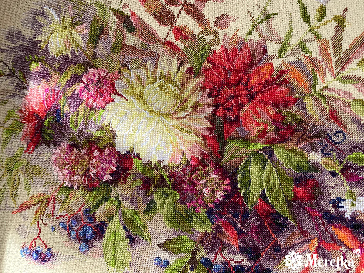 Cross Stitch Kit "Secrets of Autumn" - K-218 Merejka: A Masterpiece of Nature in Cross Stitch