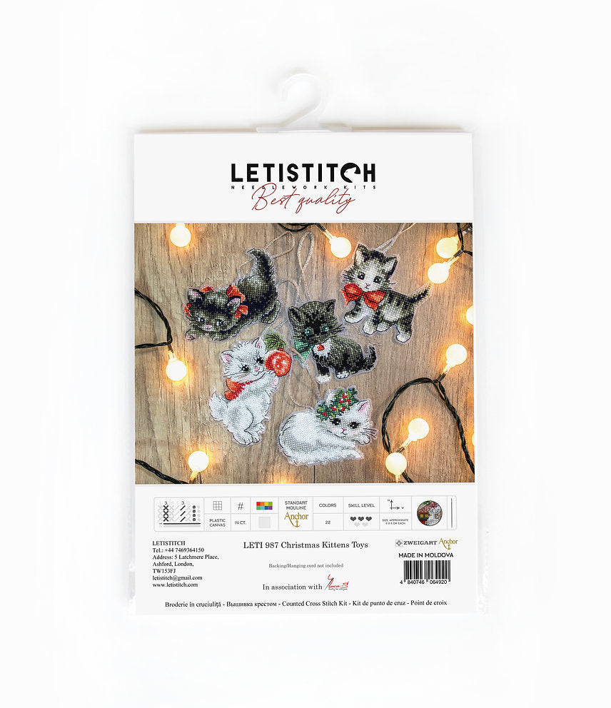 LETI 987 Weihnachtsschmuck mit Kätzchen – LETISCTITH – Kreuzstichset