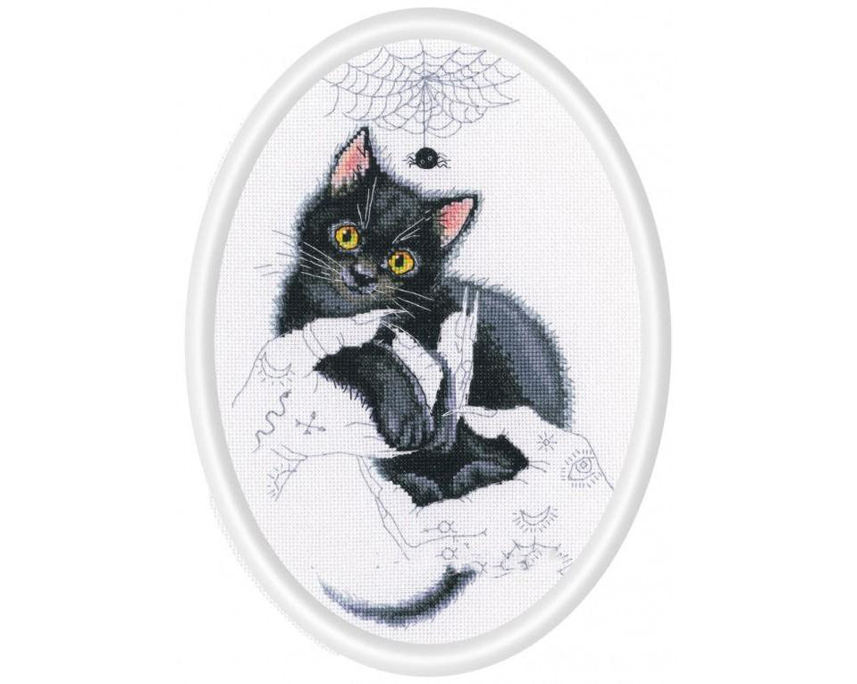 Kit de punto de cruz. Gato Mágico de Halloween - RTO M905