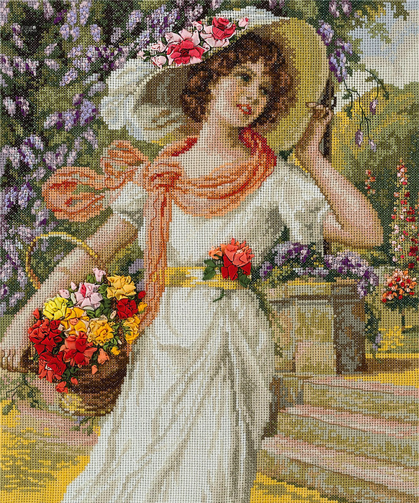 Ein Korb voller Blumen – Panna Oro – Kreuzstichset VH-1480