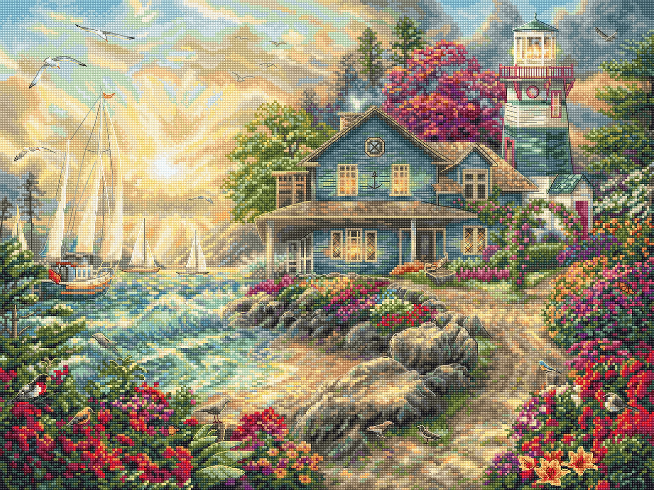 Kreuzstichset „Morgendämmerung am Meer“ – LETISTITCH L8068