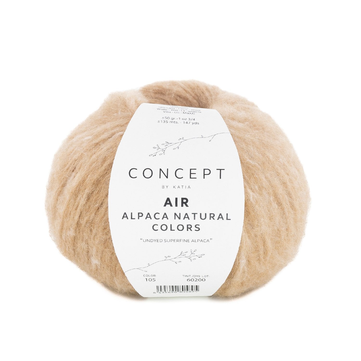 Katia Air Alpaca Natural Colors – Ungefärbte Wolle, gebürsteter Effekt: Natürliche Farben und einzigartiger Stil