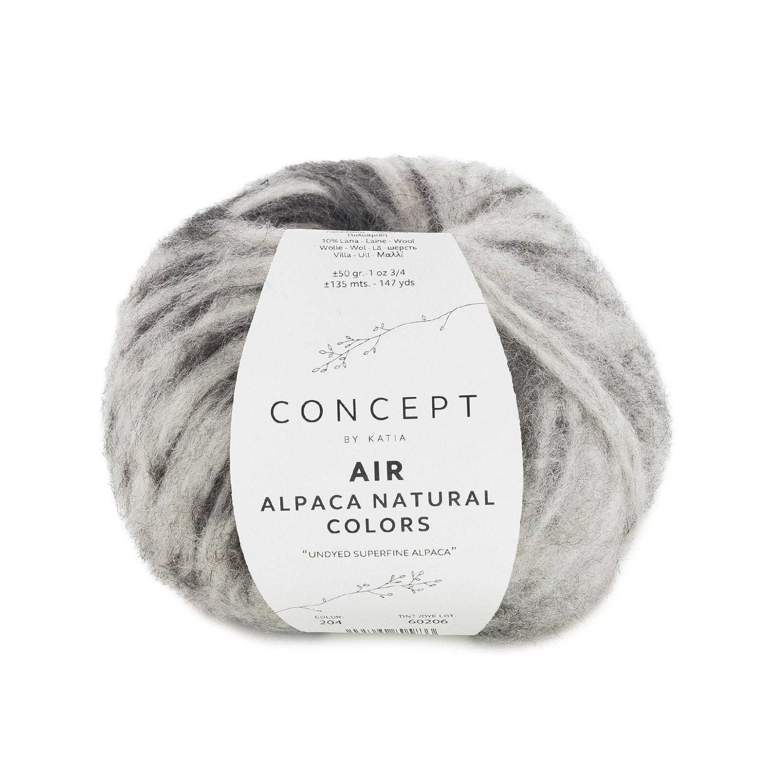 Katia Air Alpaca Natural Colors – Ungefärbte Wolle, gebürsteter Effekt: Natürliche Farben und einzigartiger Stil