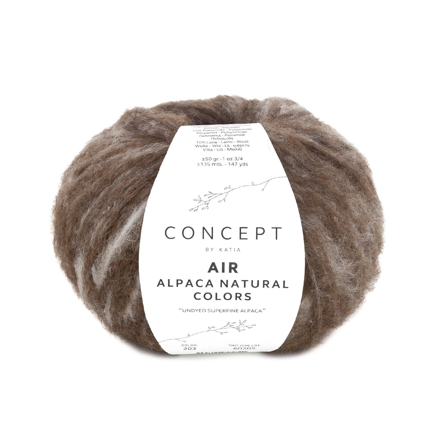 Katia Air Alpaca Natural Colors – Ungefärbte Wolle, gebürsteter Effekt: Natürliche Farben und einzigartiger Stil