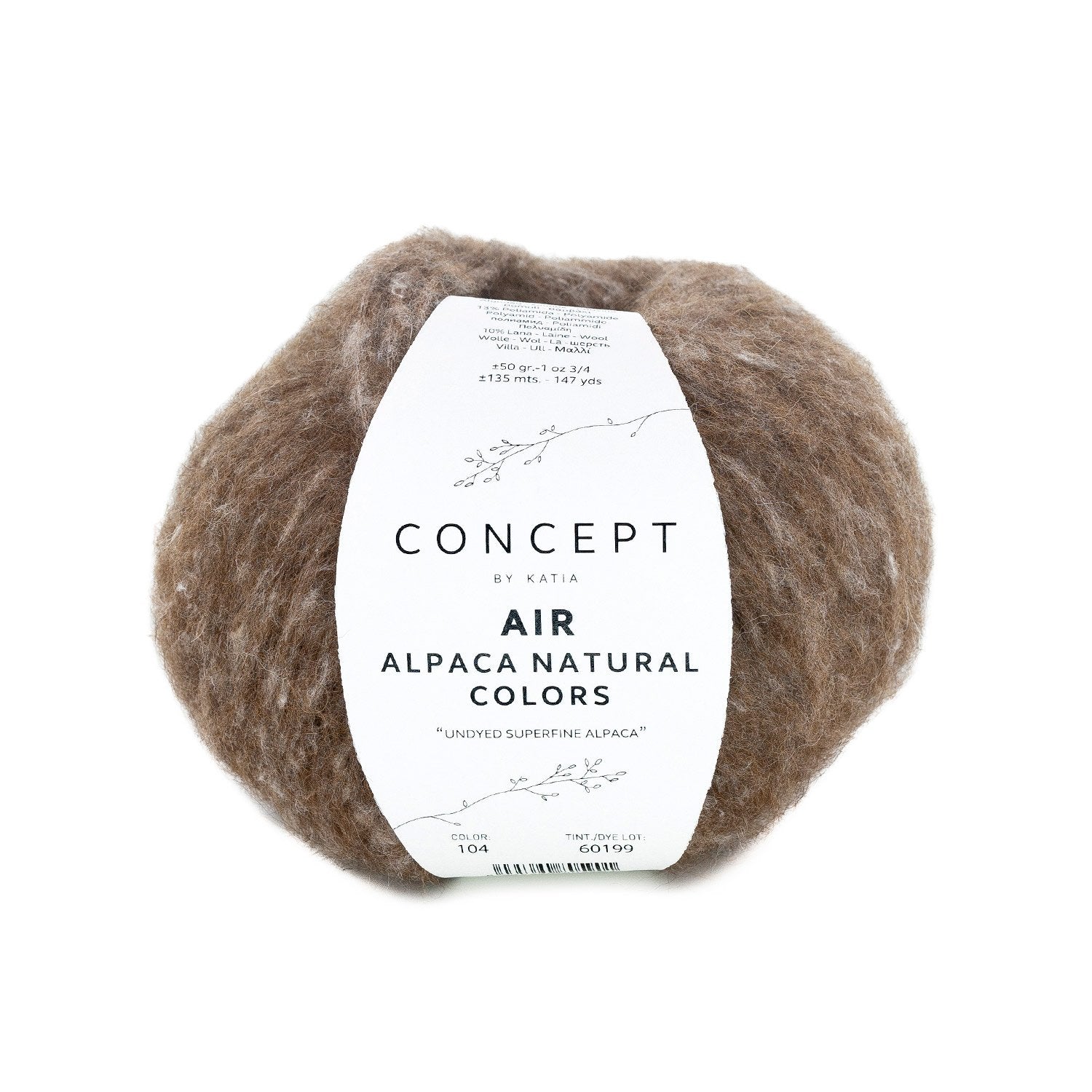 Katia Air Alpaca Natural Colors – Ungefärbte Wolle, gebürsteter Effekt: Natürliche Farben und einzigartiger Stil