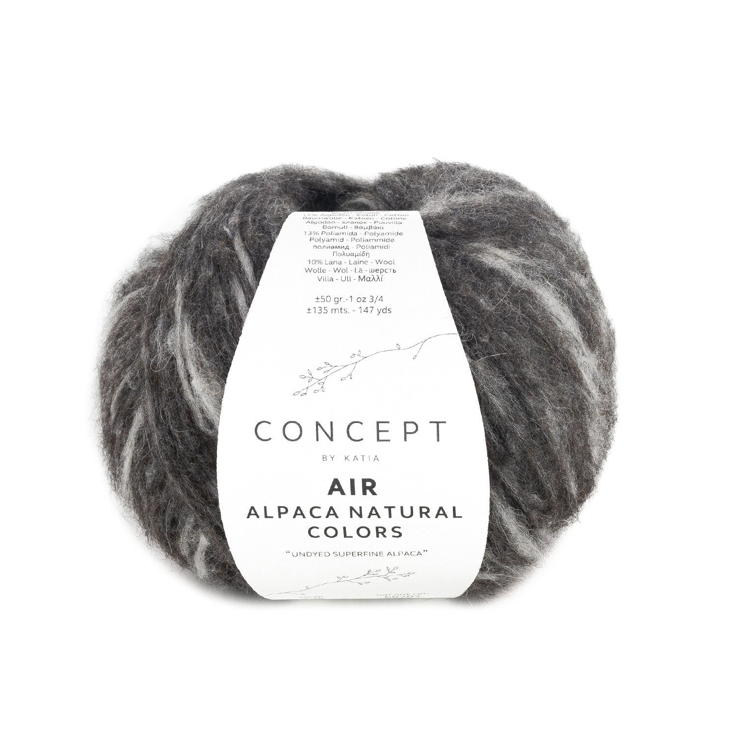 Katia Air Alpaca Natural Colors – Ungefärbte Wolle, gebürsteter Effekt: Natürliche Farben und einzigartiger Stil