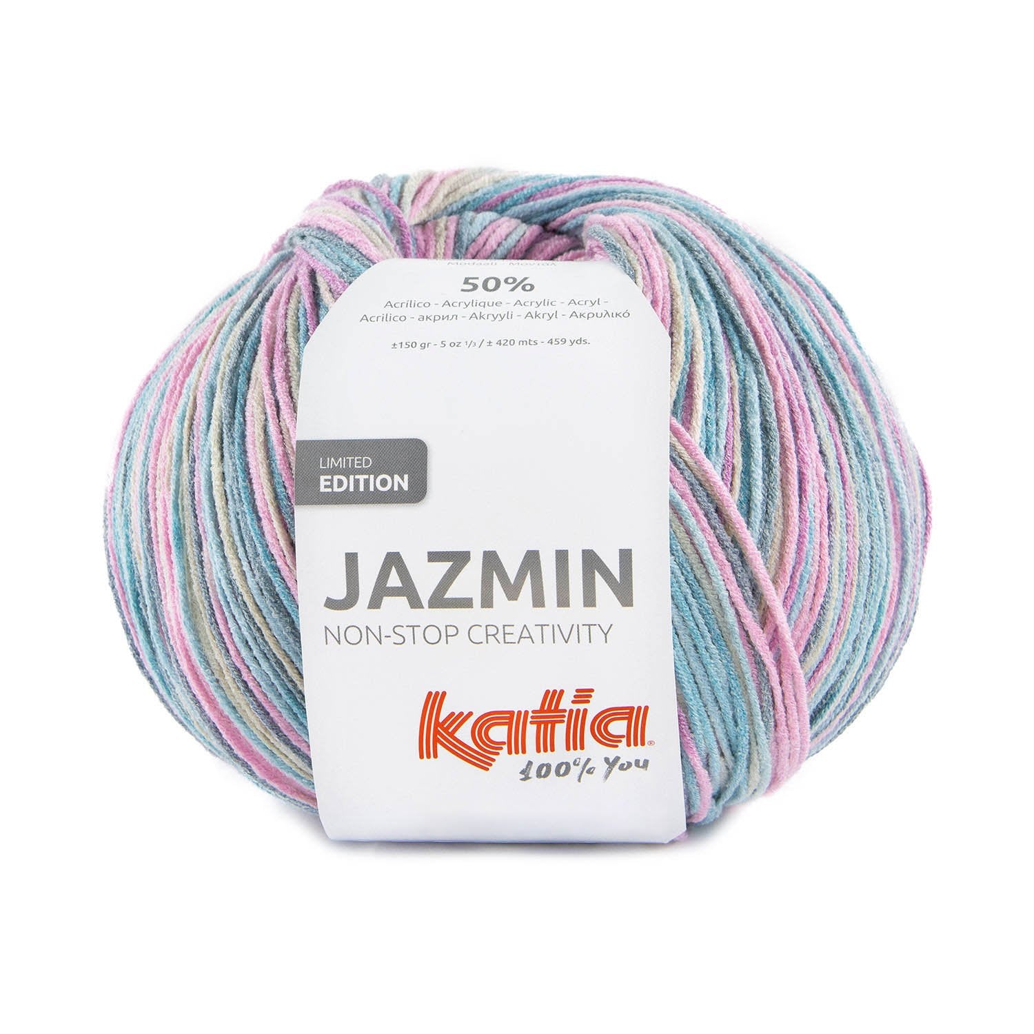 Katia JAZMIN En Colores Pastel, Lana Edición Limitada de Tacto Suave y Estampado Multicolor