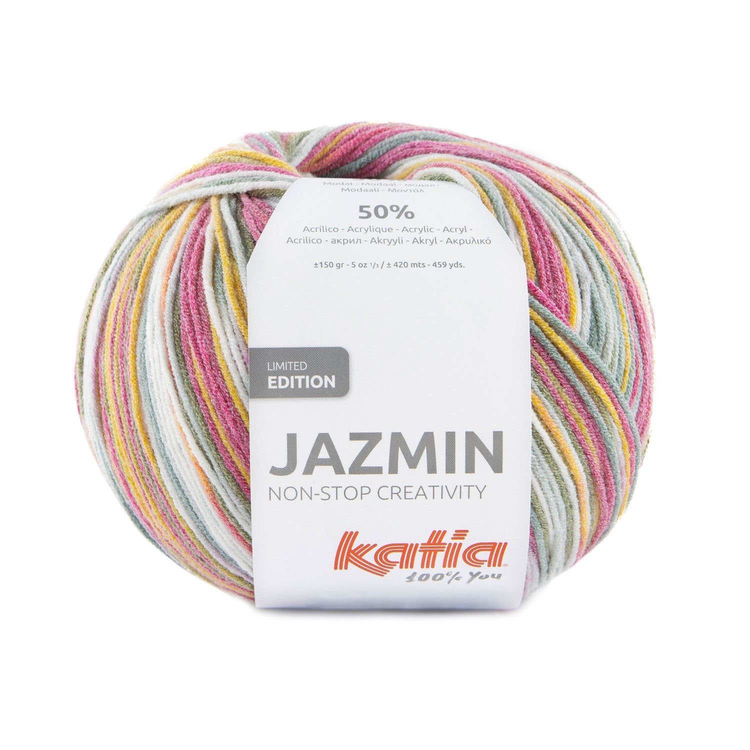 Katia JAZMIN En Colores Pastel, Lana Edición Limitada de Tacto Suave y Estampado Multicolor