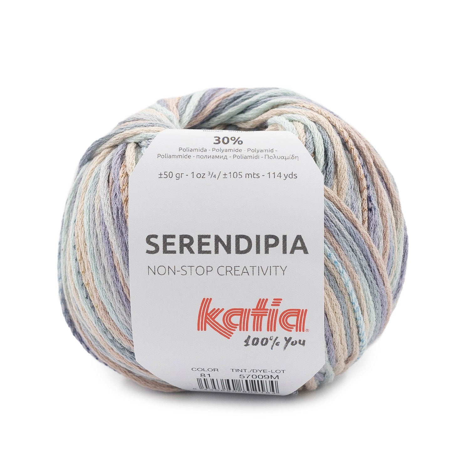 Hilo de algodón Serendipia de Katia con aspecto de cinta multicolor para tejer prendas frescas y coloridas en primavera y verano