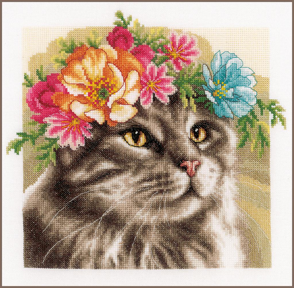 Kreuzstich-Set. Maine-Coon-Blumenkrone - Lanarte PN-0191867