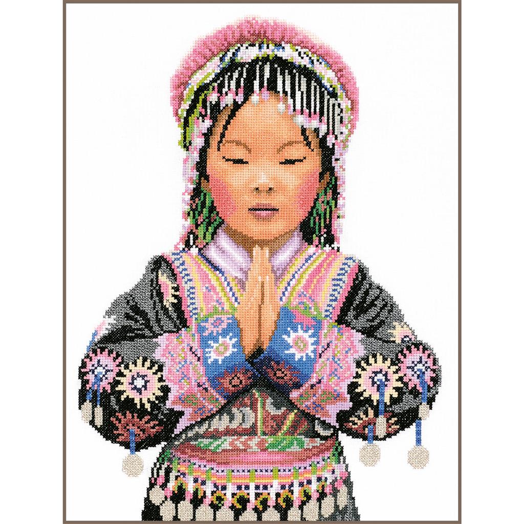 Thailändisches Bergvolk-Mädchen-Kreuzstichset - Lanarte