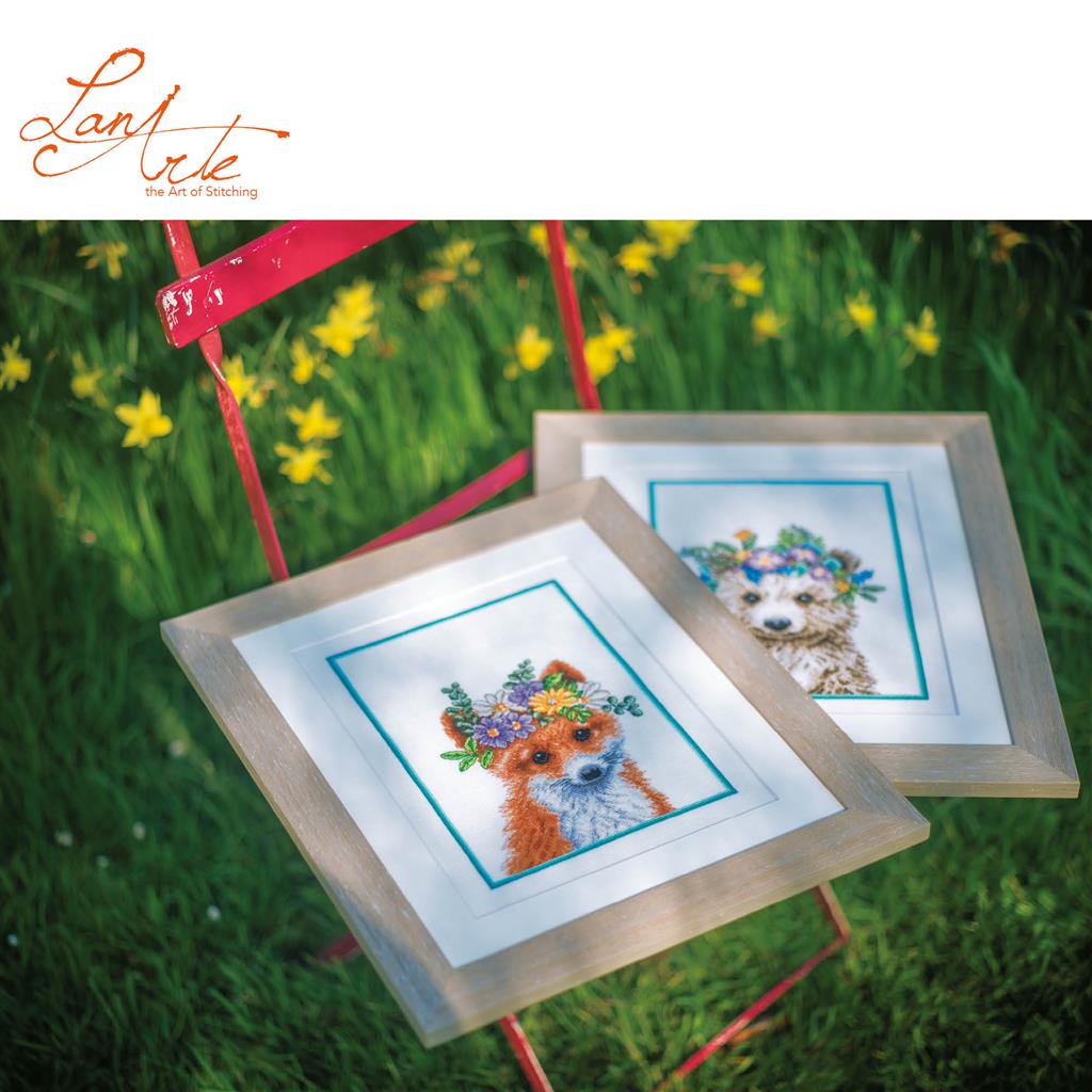 Flower Crown Bear Cross Stitch Kit - Lanarte PN-0200867: A Charming Embroidery Project to Enjoy