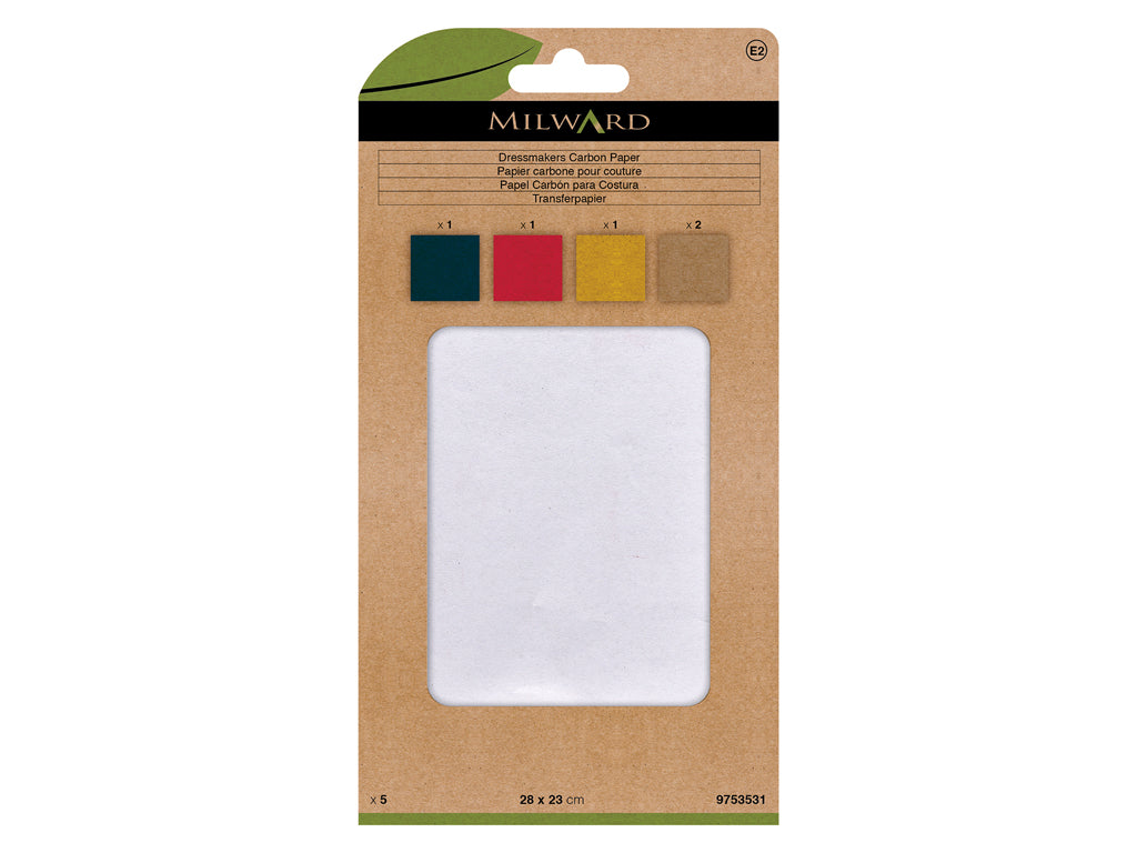 Pack de 5 Hojas de Papel Carbón para Costura Milward - Colores Surtidos para Precisión en el Diseño