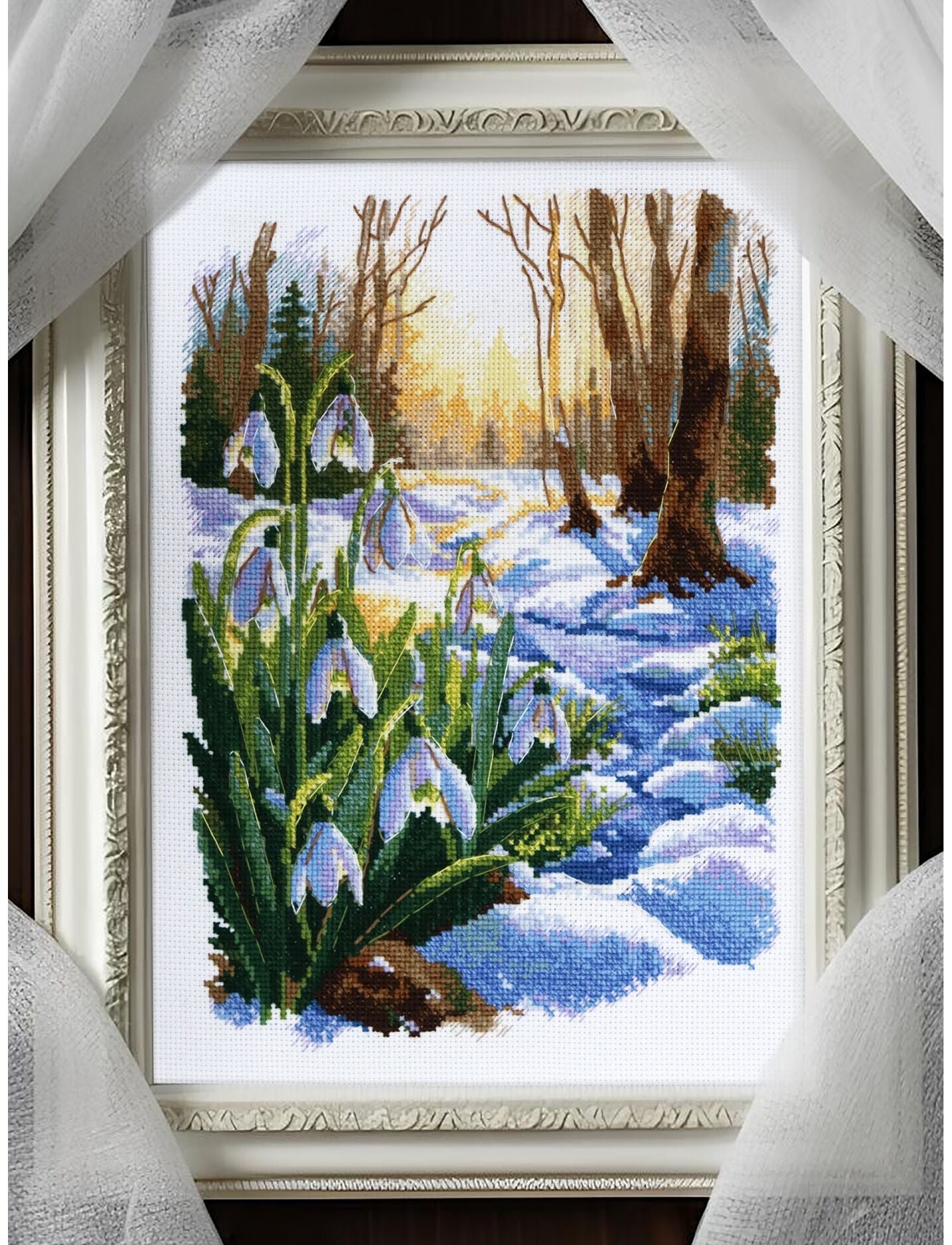 Kit de Punto de Cruz Riolis 2336 Spring Is Coming – Paisaje de Primavera en Aida 14