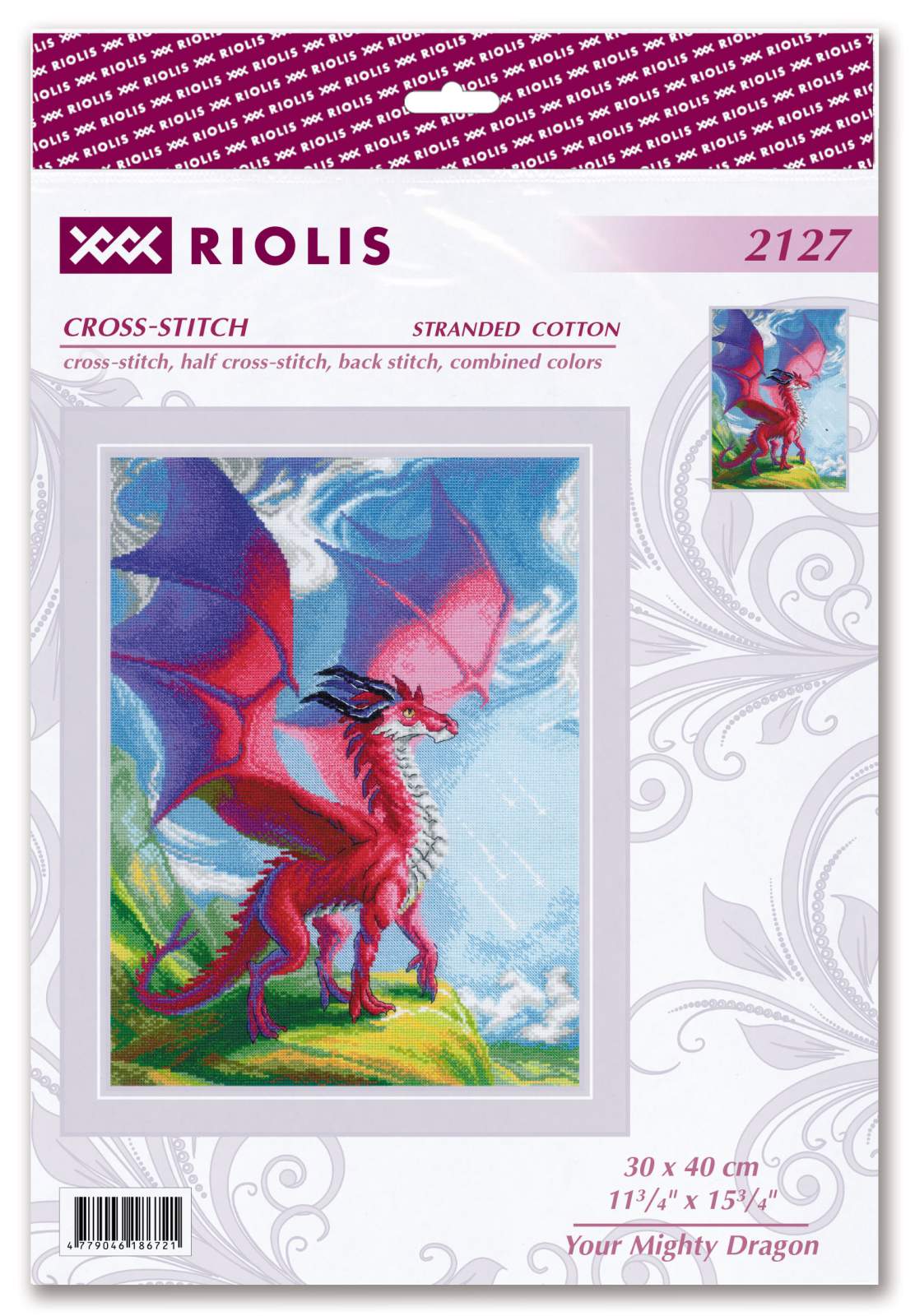 Kit de Bordado de Punto de Cruz - "Your Mighty Dragon" - Riolis 2127