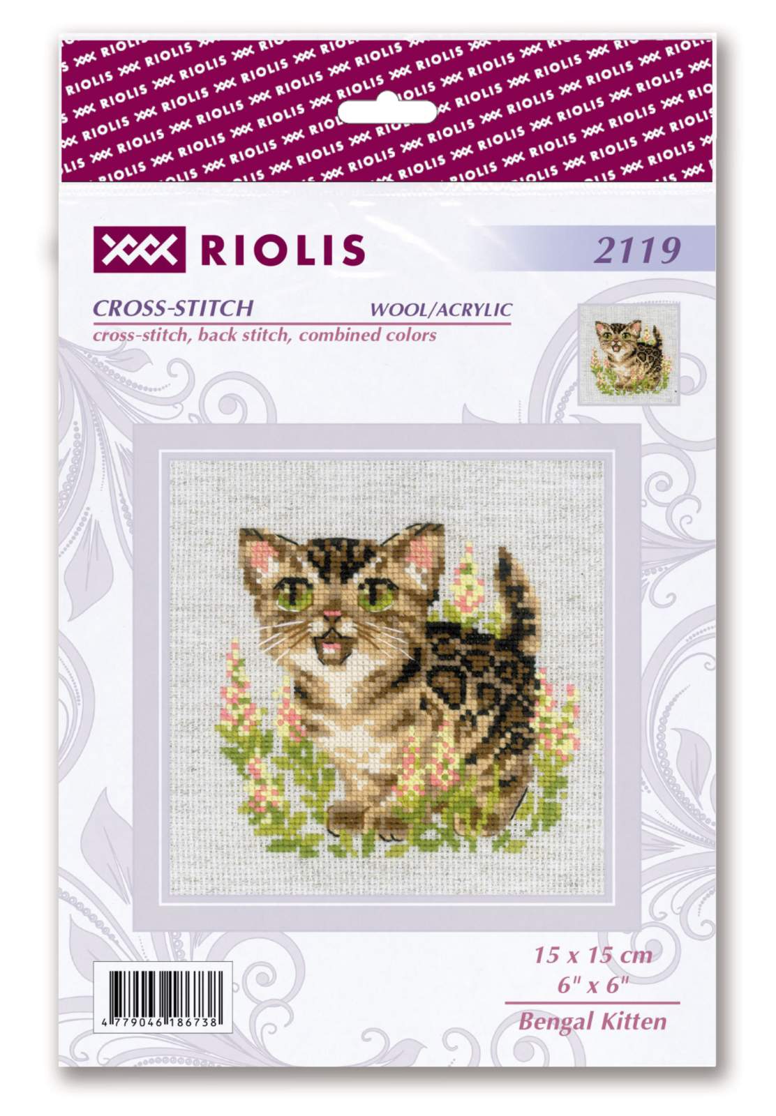 Kit de punto de cruz Bengal Kitten, de Riolis 2119