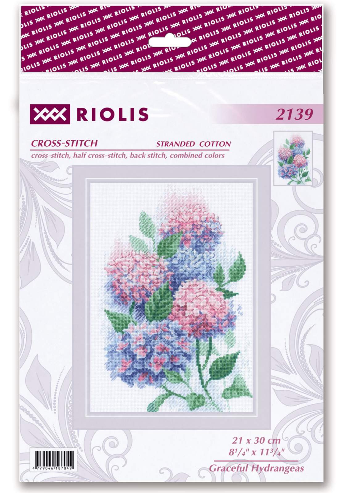 Kit de Punto de Cruz - "Hortensias Elegantes" - Riolis 2139